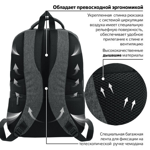 diskont-line.ru Рюкзак BRAUBERG URBAN универсальный, с отделением для ноутбука, Houston, темно-серый, 45х31х15 см, 229895